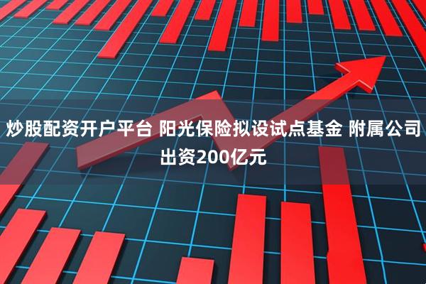 炒股配资开户平台 阳光保险拟设试点基金 附属公司出资200亿元